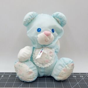 Fisher Price Puffalump Rattle Blue Teddy Bear Baby 9 Inch Vintage 1994